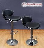 Modern Set of (2) Brand New Black Swivel Leather Bar Stool Pub Barstool