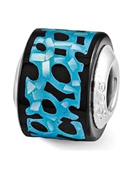 Sterling Silver Reflections Blue/Black Mother of Pearl Mosaic Bead