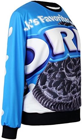 Fall Unisex Oreo Printed Shirt Crew Neck Long Sleeve Pullover Sweatshirt