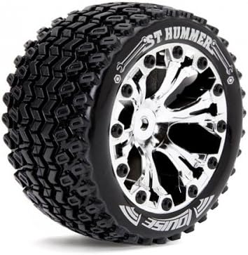 Louise RC #L-T3209SCH Louise 1/10 ST-HUMMER Traxxas Style Bead 2.8 Stadium Truck Tire Soft Compound / Chrome Rim / 1/2 Offset (for Jato 2WD Rear) for Traxxas Jato