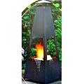 TERRASSENKAMIN schwarz Feuerstelle Kamin H:100 cm
