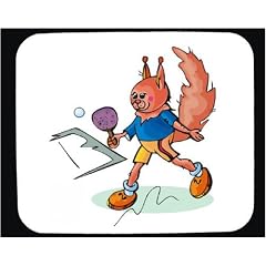 Mauspad mit der Grafik: Anthropomorphismus, spielen, feline, Erholung, Spiel, Tier, Katze, Kugel, Paddel, "Tischtennis", anthropomorphe, Sport