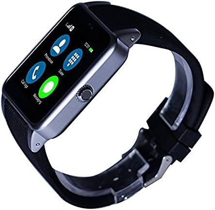 LandRum® Unlocked Mobile Phone Quad-Band GSM Smart Watch Phone For IOS iPhone 6/puls/5S Samsung S3 S4/Note 3 4 HTC Android Smartphones Support Sim Card TF Card (Black with Silver)