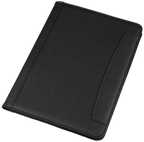Spicers A4 Leather Look Writing Conference Folder Folio Case - Black by Spicers