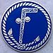 Tubal Cain Round Masonic Auto Emblem - [Blue & Gold][3'' Diameter]