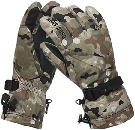 GSOU Men's Touch Screen Thick Fleeced Waterproof Anti-slip Full Finger Outdoor Snow Ski Warm Glove