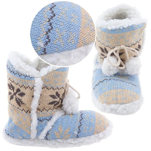 Blue Snowflake Bootie Slippers for Women
