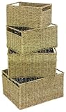 Set of 4 Seagrass Rectangular Storage Baskets