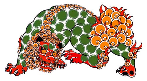 祭化粧　R008　唐獅子（17.5cm x 10cm）