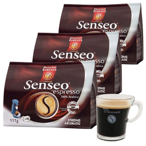 Senseo Set per regalo di Natale: 3 x 16 Cialde Espresso + Tazza in vetro