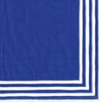 SAVE $0.5 - Entertaining with Caspari Set of 2 Stripe Border Cocktail Napkins, 40 Napkins, Blue $10.00