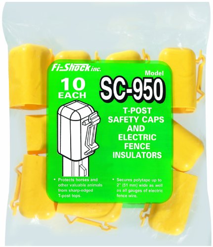 Fi-Shock SC-950 Yellow T-Post Safety Cap and Insulators, 10-Per Bag