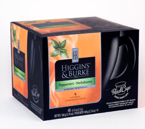 Higgins & Burke Tea Capsules, Peppermint Package compatible with Keurig K-Cup Brewers, 48 Count