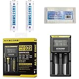 Bundle: Nitecore D2 Charger 2015 New Version Universal Smart LCD Display Battery Charger with 2PCs 3500mAh EASTSHINE E35 Protected 18650 Li-ion Batteries EB182 Battery Case Car Adapter