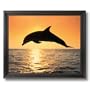 Dolphin Tropical Ocean Sunset Fish Animal Wildlfe Picture Black Framed Art Print