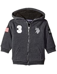 Apparel: U.S. Polo Assn. Little Boys Fleece Jacket with Sherpa Lining, Dark Heather Gray, 3T - US Polo Assn. Boys 4-7
