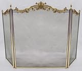 ACANTHUS LEAF 3 Fold Trifold Panel Trif Fireplace Hearth Spark Screen [51 x 32] - SOLID BRASS