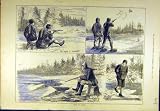 1880 SPORT CANADA SHOOTING RABBIT PEA-RIFLE OLD PRINT