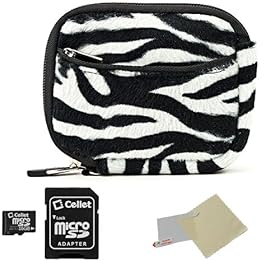 BLACK WHITE Zebra Animal Design Water Resistant Protective and Durable Carrying Sleeve Case For Kodak PlaySport Zx5 / Zx3 / ZX1 / HD Waterproof Pocket Video Camera Point And Shoot Digital Camera + Includes a 16GB Micro SD Card with SD Adaptor + Includes a Universal Anti-Glare Screen Protector Guard
