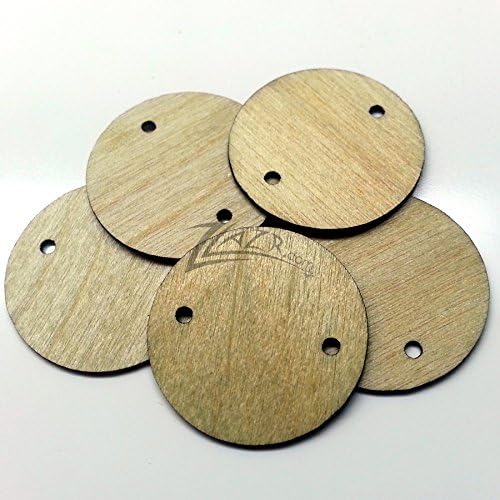 ZLazr: 50 1" X 1/32" Small Super THIN Wooden Circles Family Birthday Craft Disc Two 2mm Hole Tags Unfinished Birch Wood Made in the USA!