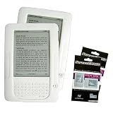 White Color (2 Packs) Amazon Kindle 2 E-Book Reader Silicone Rubber Skin Case + 2 Packs Kindle2 Anti Scratch LCD Screen Protectors