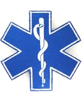 [Single Count] Custom, Cool & Awesome {2.75" Inches} Small Medical Hospital Star of Life w/ Snake Glow in the Dark (Tactical Type) Velcro Patch "Blue & White"