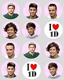 12 One Direction rice paper fairy / cup cake 40mm toppers pre cut decoration