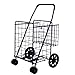 PrimeTrendz Jumbo Shopping/Laundry Folding Cart | Double Basket | Front Moving Swivel Wheels | Thicker Soft Handle | Color: Black