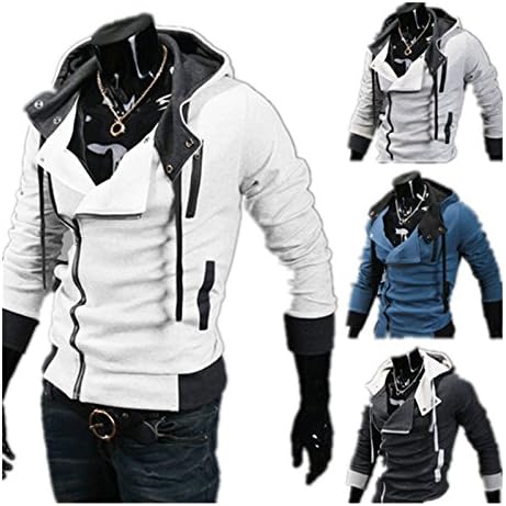 Cottory Men's Oblique Zipper Hoodie Cosplay Costume Top Coat Jacket