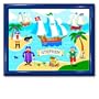Olive Kids Pirates Large Framed Art- Gloss Navy Frame