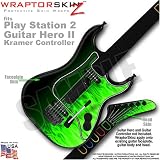 PS2 Guitar Hero II ( 2 ) Kramer Guitar Fire Green Flames WraptorSkinz TM Faceplate Skin by TuneTattooz TM
