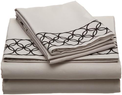 Cathay Home Fashions Luxury Silky Soft Circles Flock Microfiber King Sheet Set, Stone