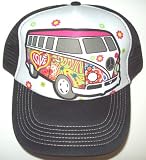 Vw Volkswagen Van Hippie Love Flower Child Trucker Hat Bus Samba