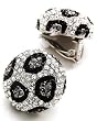 Silvertone Hematite Clear and Black Crystal Clip On Fashion Earrings