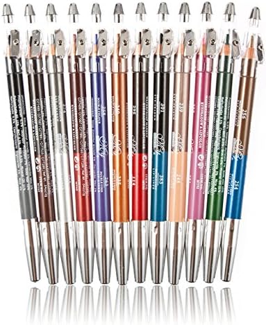 RYLA 12 Pieces 24 Colors Double Knife Planing Waterproof Delicate Pearl Luster Eyeliner/Eye Shadow Pen Cosmetic Makeup Set Kit(24 Colors)