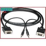 PTC 50 ft Premium VGA / SVGA / UXGA Monitor or Projector Cable with AUDIO - UL Listed Double Shielded Coaxial Type to Support Extra High Video Resolution