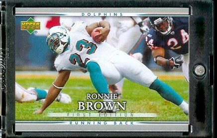 2007 Upper Deck First Edition #50 Ronnie Brown Miami Dolphins Football Card - Mint Condition - In Protective Display Case !