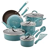 Rachael Ray Cucina Porcelain Enamel Nonstick 12-Piece Cookware Set, Agave Blue thumbnail