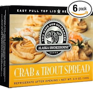 Alaska Smokehouse Crab and Trout Spread Serving Design, 3.5 Ounce Boxes (Pack of 6) by Alaska Smokehouse