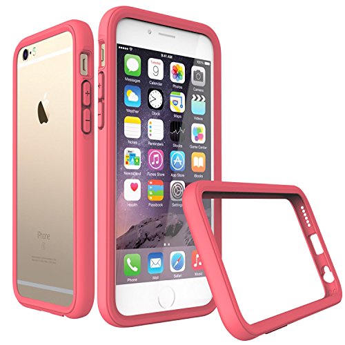 iPhone 6s Case, RhinoShield [CrashGuard] 11 ft Shock Absorption Thin Bumper Case with Lifetime Warranty & FREE Back Transparent Skin. Slim Heavy Duty Protection. Also for iPhone 6 - Coral Pink
