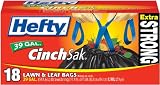 Hefty Cinch Sak, 39 Gallon Lawn and Leaf Bags, 18 Count Boxes (Pack of 6)