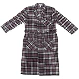 Red and Black Plaid Flannel Bath Robe for Men