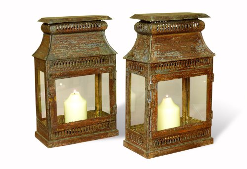 Pair Asmara Antique Verdi Glass Lanterns