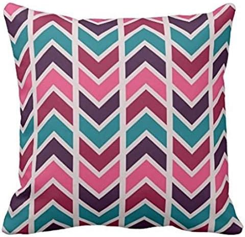 Pink, Teal, Navy Blue &amp; Red Chevron pillow case cover 24*24