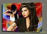 AMY WINEHOUSE ORG MIXED MEDIA W Acrylic CANVAS PAINTING W 1.5 DEEP GALLERY WRAP 30X23X1.5