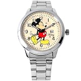 Disney ディズニー 7表情 クラシカル ミッキー 腕時計 シルバーベルト×ベージュ文字盤 一週間毎日違う表情を楽しめる♪ スワロフスキー