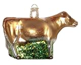 Old World Christmas Brown Cow Cattle Glass Ornament #12229