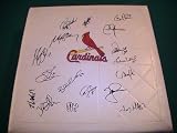 2011 ST LOUIS CARDINALS TEAM SIGNED AUTOGRAPHED BASEBALL BASE MARK MCGWIRE, CHRIS CARPENTER, MATT HOLLIDAY JSA COA + PROOF PHOTO