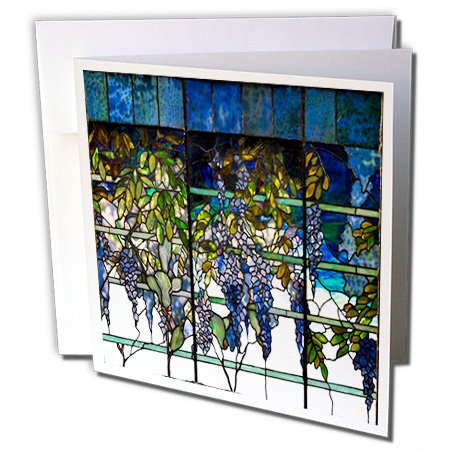 gc_100928_2 Florene Décor II - Picture Of Tiffany Wisteria Floral Stained Glass - Greeting Cards-12 Greeting Cards with envelopes