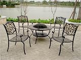 Cast Aluminum Fire Pit Patio Table Set